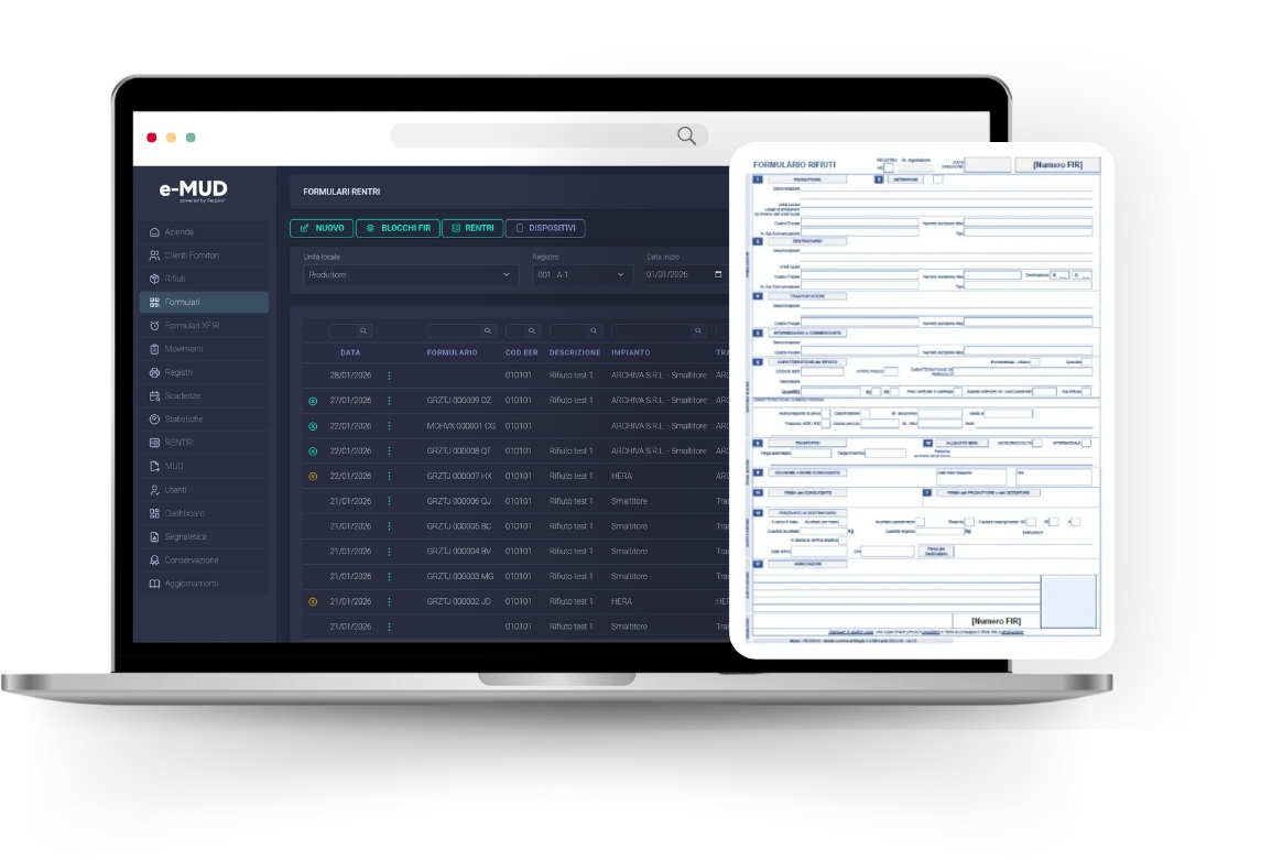 e mud registro carico e scarico